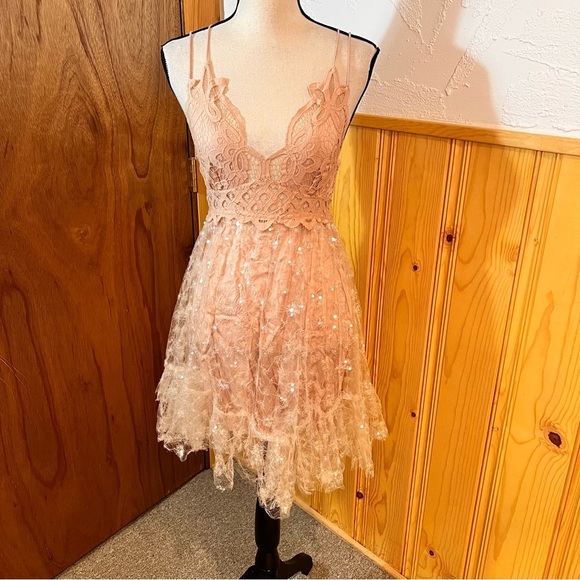 Free People Adella Sequin Slip Dress Sz-S - Picture 2 of 10